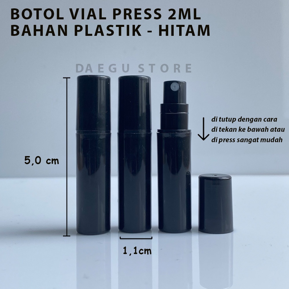 Botol Parfum Spray 2ml Pen Travel Vial Sample Plastik Hitam