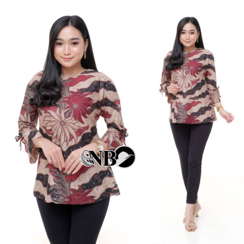 tey-17 Batik Wanita ASJ SA HRB026 Kenogo Kemeja Tosca Pendek-Model 10