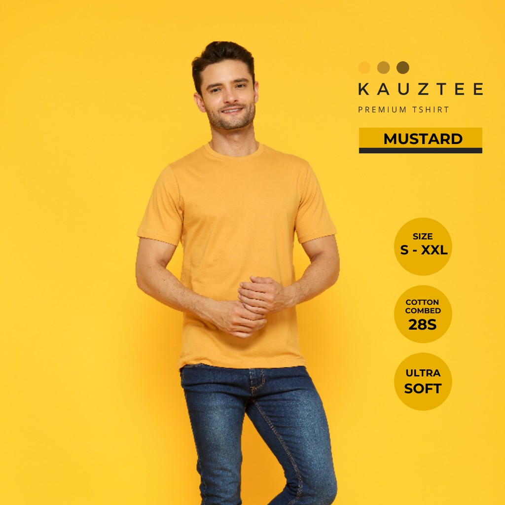 Kaos Tshirt Polos KAUZTEE Premium Tshirt Unisex 100% Cotton Combed 28s - Mustard