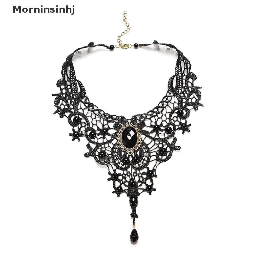 Mornin Kalung Choker Lace Hitam Gaya Victoria / Steampunk / Gothic Untuk Wanita