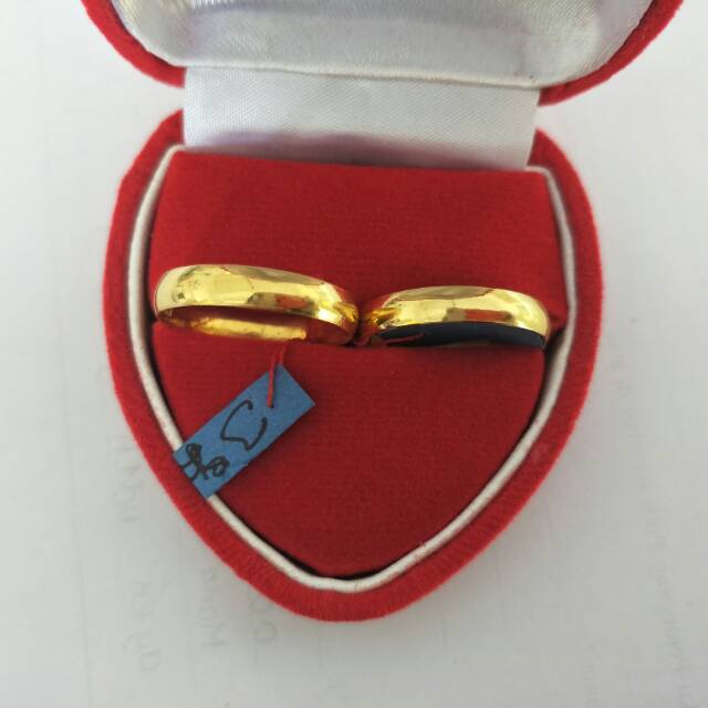Sepasang cincin emas asli kadar 875 cincin kawin cincin polos couple