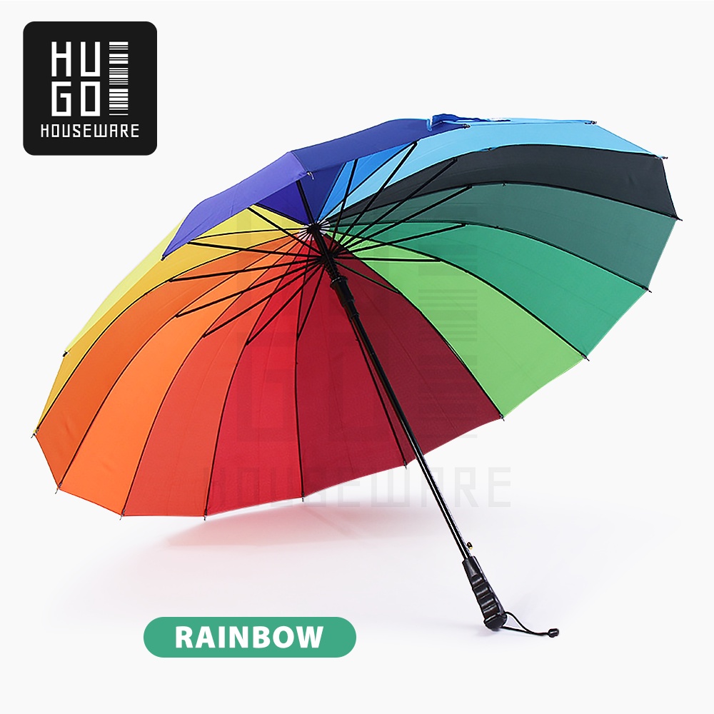 HUGOHOUSEWARE Payung Golf Pelangi Besar Jumbo Kuat 16 Jari Payung Rainbow