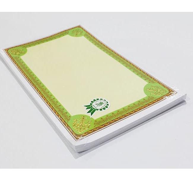 

[KODE PRODUK SVNMQ9238] Blanko Kertas Piagam Sertifikat Kartu Tik Folio green [50 Sheets]