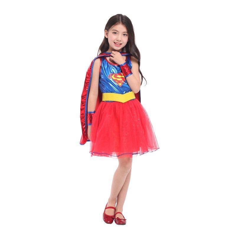 Kostum cosplay supergirl super girl anak