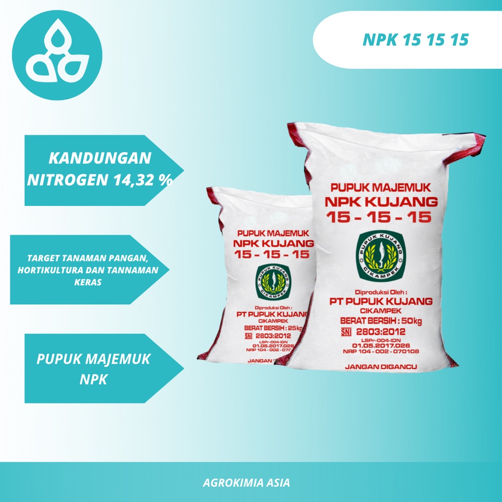 Pupuk NPK 15 15 15 - Pupuk NPK Kujang Repack 1 Kg - Pupuk Padi