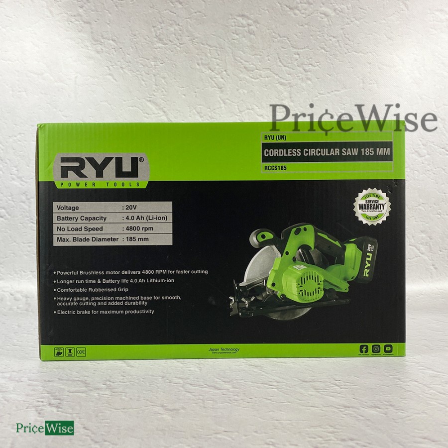 Circular Saw Baterai RCCS185 Ryu Cordless Circular Saw 7 inch RCCS 185