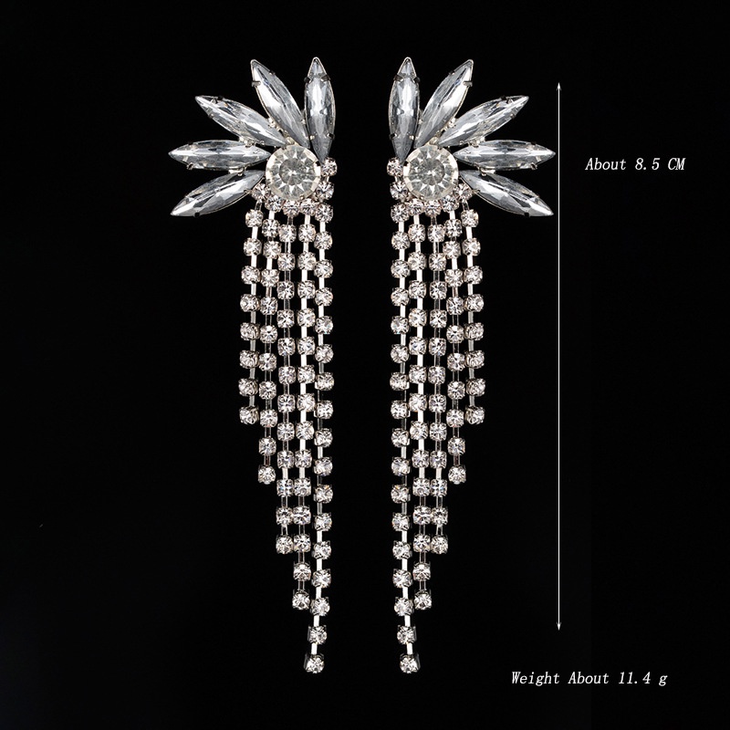 Anting Rumbai Panjang Multilayer Warna Silver Untuk Wanita