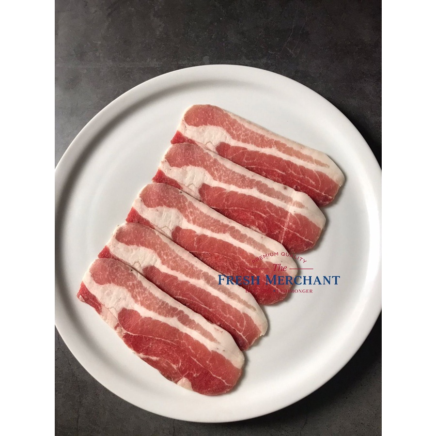 

Pork Belly Kurobuta / Samcan Iris Tipis / Premium Pork Belly Slice / Samgyeopsal / Daging Shabu Shabu Hotpot Steamboat Sukiyaki / Yakiniku Grill Korbeq / Korean BBQ