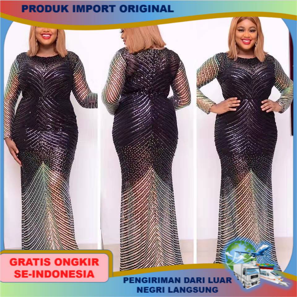 dress seksi Eropa dan Amerika model Afrika Pakaian wanita Gaun maxi muslimah dengan Warna Yang Sesua