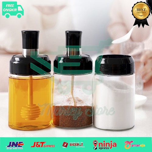 tempat bumbu dapur botol kaca set peralatan dapur aesthetic
