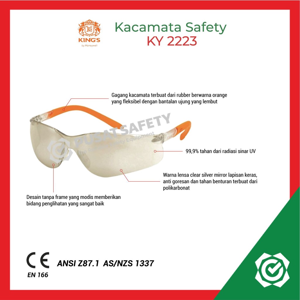 Kacamata Safety Mirror Kings KY2223 Original