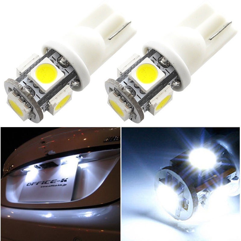 1 pc Bola Lampu LED Xenon T10 5SMD 5050 W5W 192 168 194 Warna Putih untuk Mobil