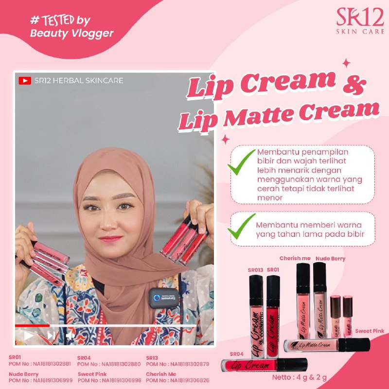 BEST SELLER LIP MATTE CREAM SR12 | LIPSTIK MATTE MAKE UP | BEBAS PARABEN | TAHAN LAMA &amp; RINGAN BPOM