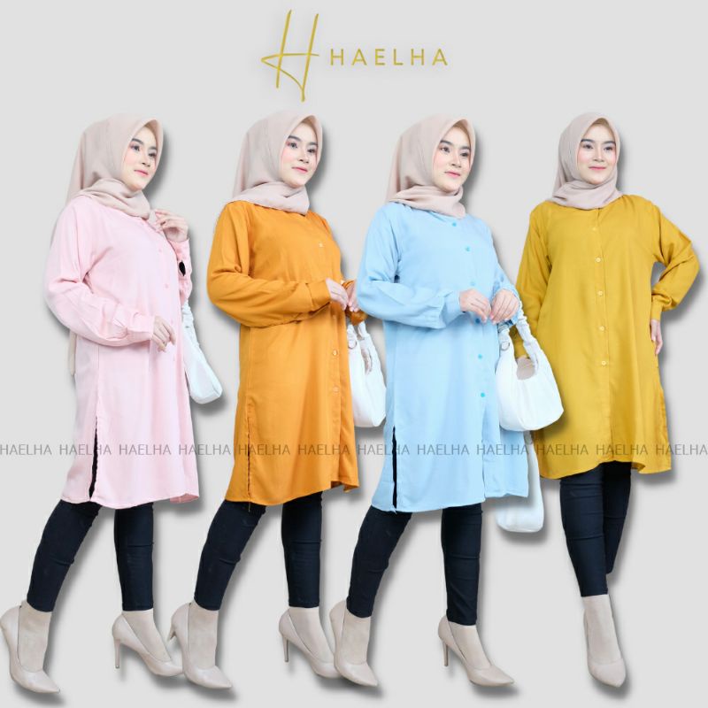 Kemeja kekinian Bella tunik rayon premium polos by haelha