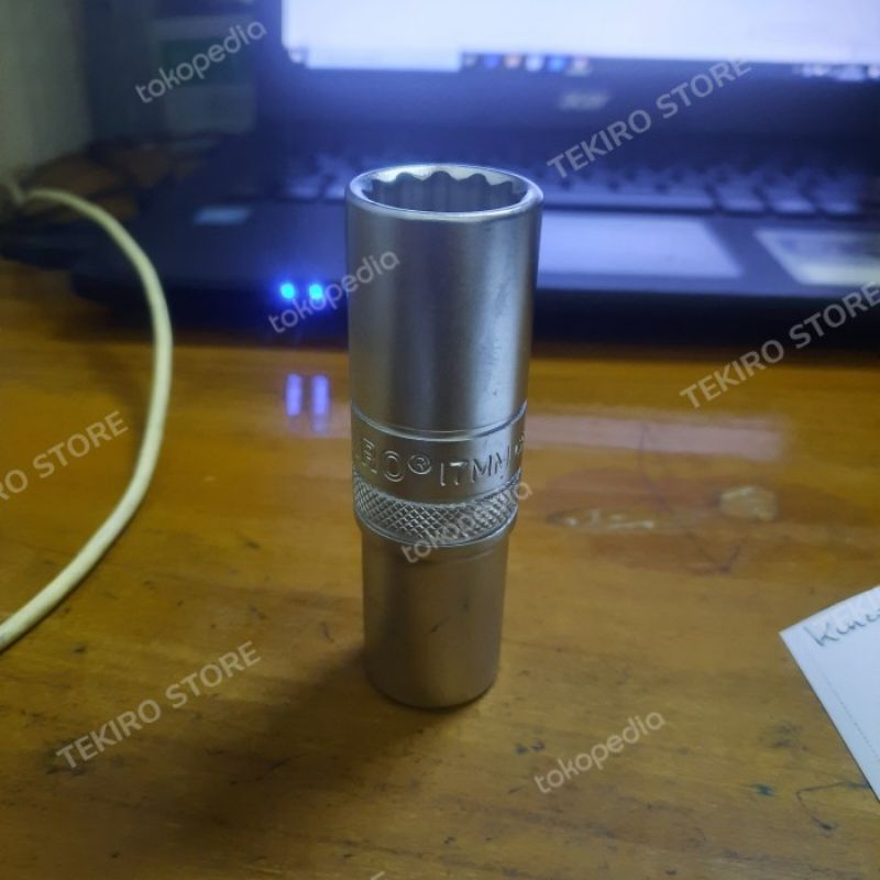 TEKIRO deep wall 17 mm mata kunci sok panjang 12pt/6pt / segi 12