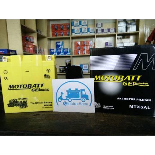 Aki Motor Yamaha Vega ZR lama Motobatt MTX5AL Aki Kering / Aki Gel