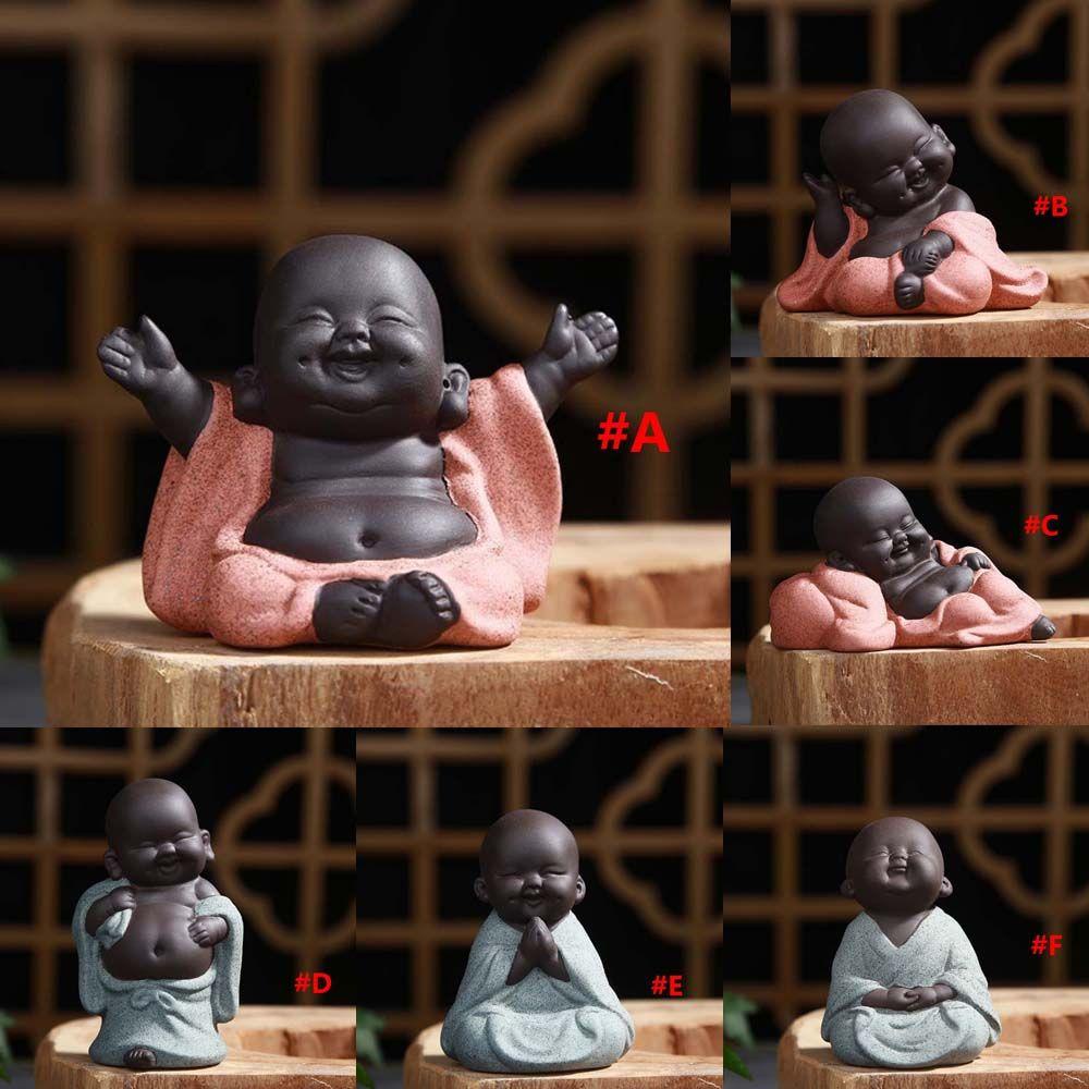 Lanfy Maitreya Buddha Figure Untuk Anak Hadiah Dekorasi Desktop Patung Kartun Buddha Tangan Ukiran Teahouse Ornamen Koleksi Figure Patung Teh Ornamen Mobil