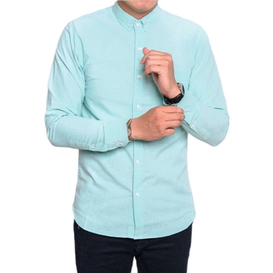 Kemeja / Hem Polos Pria Lengan Panjang &amp; Pendek Warna HIJAU SHAGE / SAGE cotton premium