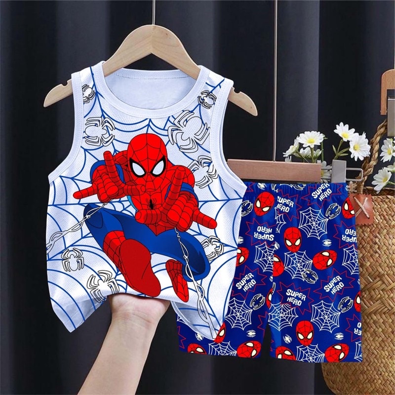 stelan anak kaos singlet Spiderman