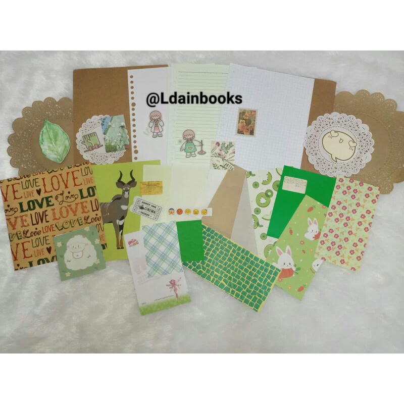 

Journal Kit Green/Jurnal Kit Hijau Papers and Stikers Aesthetic Cute 35+++