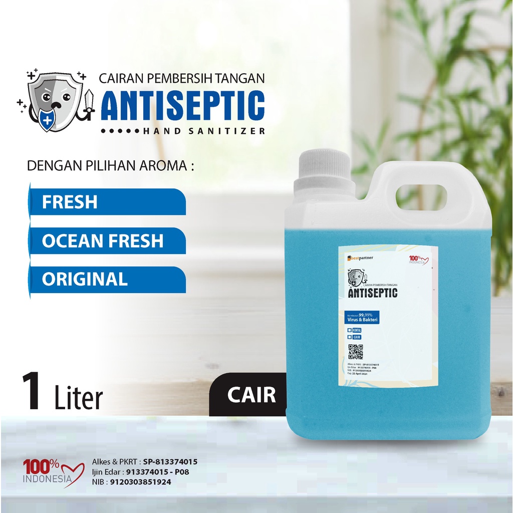 Hand Sanitizer Cair 1 Liter Ijin Edar Alkohol 70% (Kemasan Jerigen 1 Liter)
