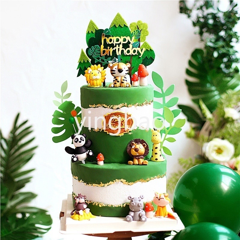 CFL03 Cake Topper Pohon Hutan Binatang Leaves Forest Hias Kue Ultah