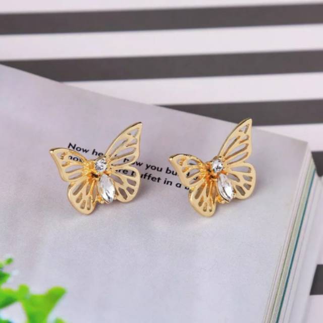 ANTING WANITA GOLD BUTTERFLY (Betsey Johnson)