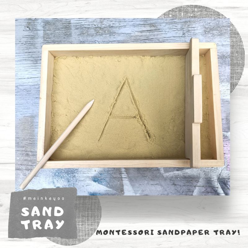 Sandpaper Tray - Menggambar &amp; menulis dengan media Pasir - Mainan Edukasi Montessori