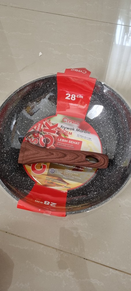 Cypruz Fp-0644 Fry Wok 3mm Induksi Marble Granit 28cm Asli Belgium Premium Wajan