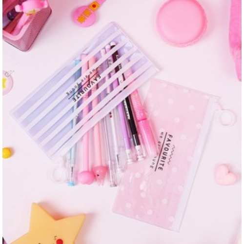 

HL0074 Tempat Kotak Pensil Transparan Motif Pouch Alat Tulis Serbaguna Zipper S1350