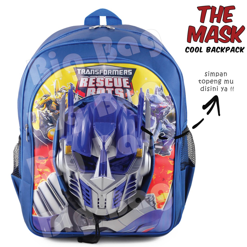 Tas Ransel Sekolah Anak  - TRANSFORMERS - IRON MAN - THE MASK - COOL BACKPACK + FREE TOPENG