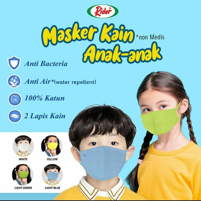 Masker Kain Anak RIDER Kids 100% Katun Cotton Anti Bakteri