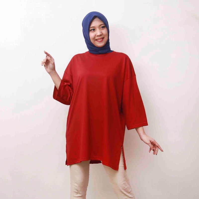 	 Kaos Oversize Polos / Kaos Oversize Hijab / Kaos Panjang Wanita / Kaos Jumbo	