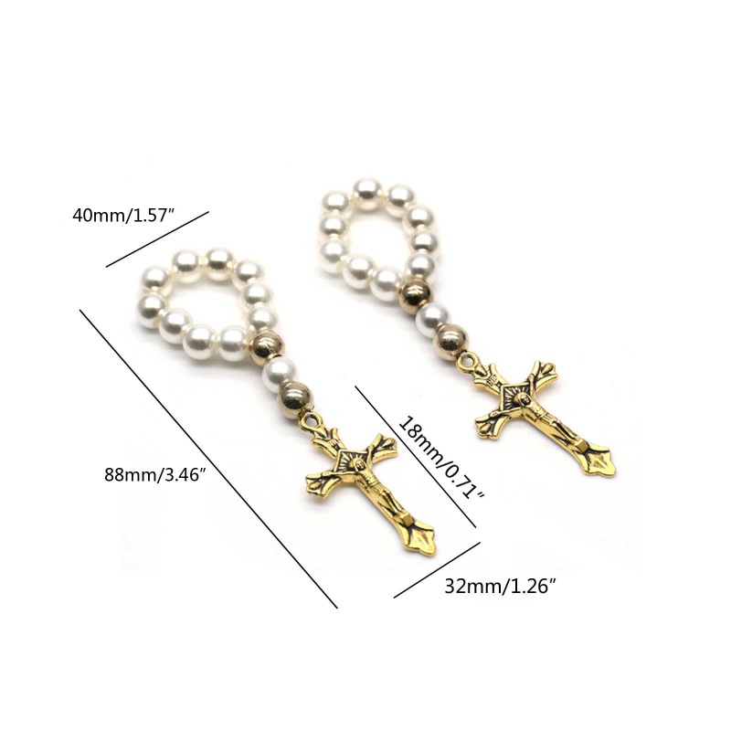 Siy Cincin Mutiara Elastis Dengan Charm Salib Untuk Pesta Pernikahan