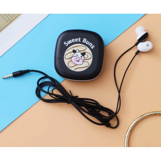 [XY-42] Headset Earphone Motif Gambar SAPI COW Imut Lucu / Wadah Earphone Karakter Kartun Sapi Kerbau Solid