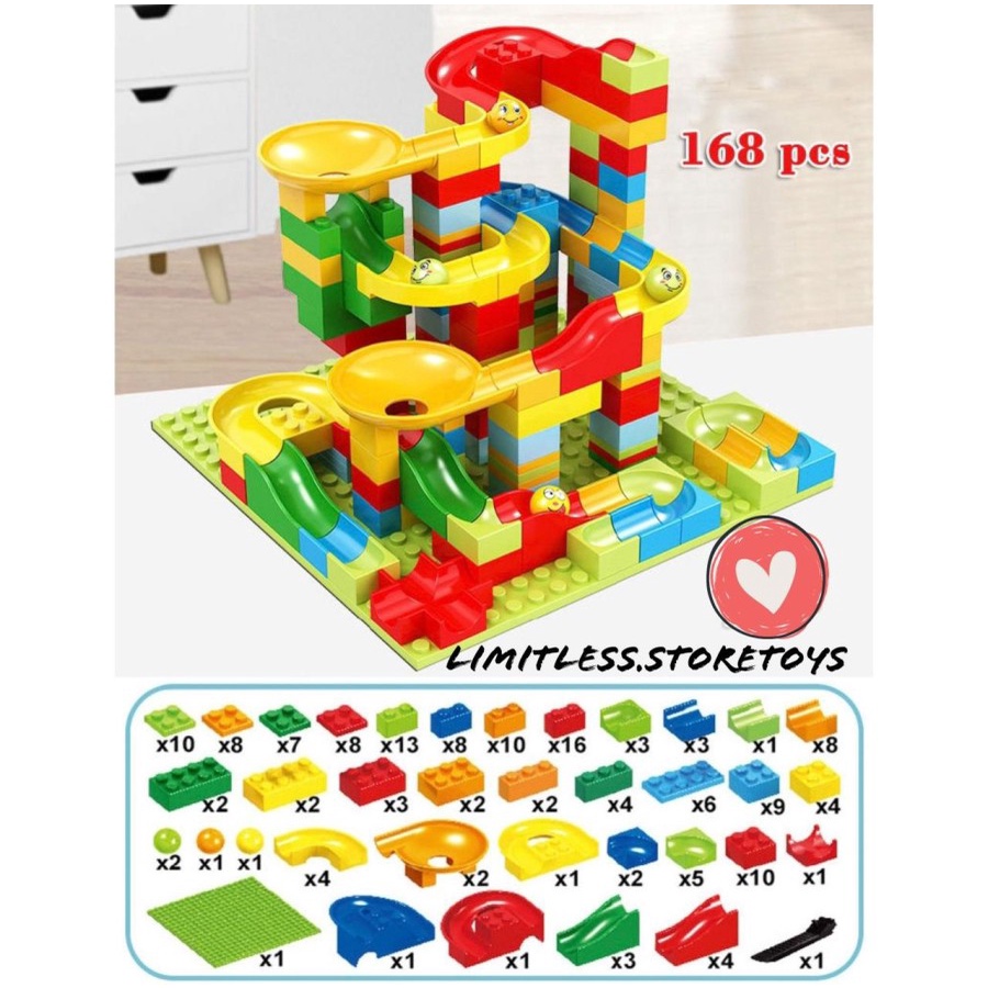 Mainan Track Building Block Slide Ball Funny Block Warna-warni