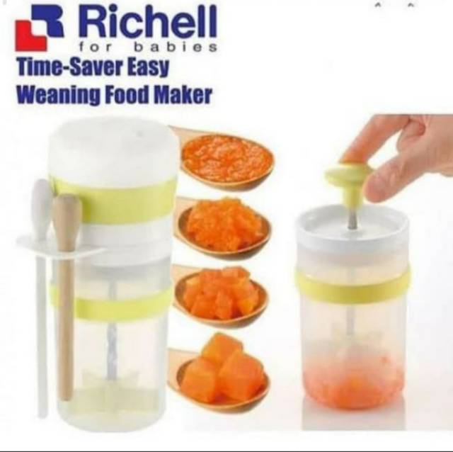 RICHELL Time Saver Easy Weaning  Baby Food Maker for Travel Pengolah MPASI Mortar Strainer