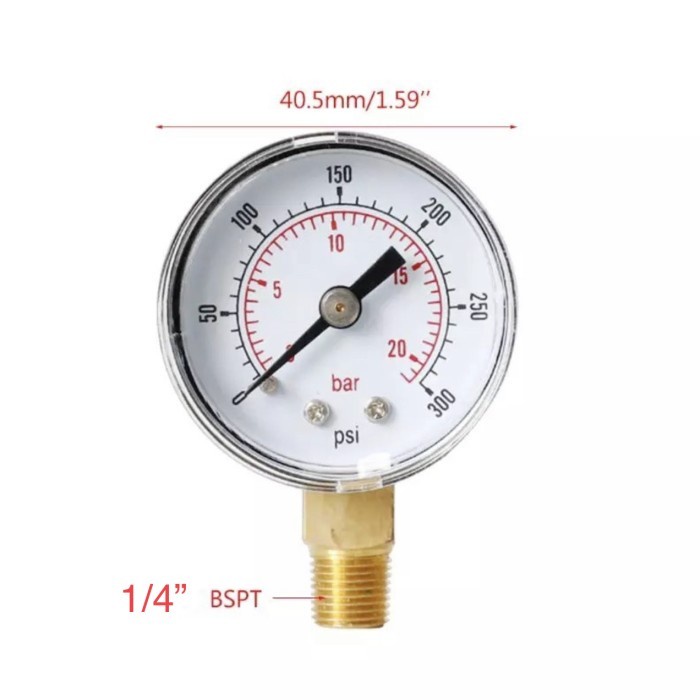 Pressure Gauge Manometer Bar Diameter 40mm 1/4&quot; Inch Max 4 Bar 60PSI