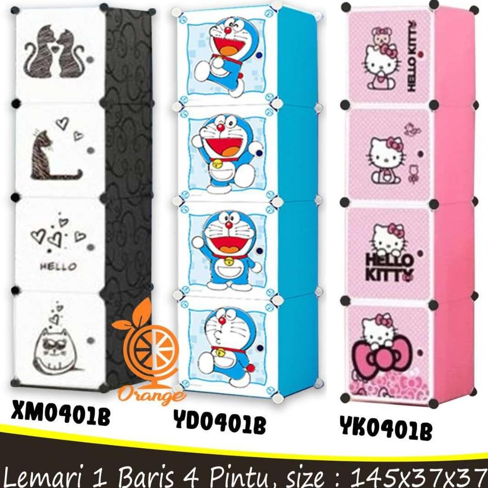 LEMARI PLASTIK LEMARI PORTABLE MINI 4 PINTU IMPORT KARAKTER LEMARI BAJU LEMARI PAKAIN ANAK DAN DEWAS