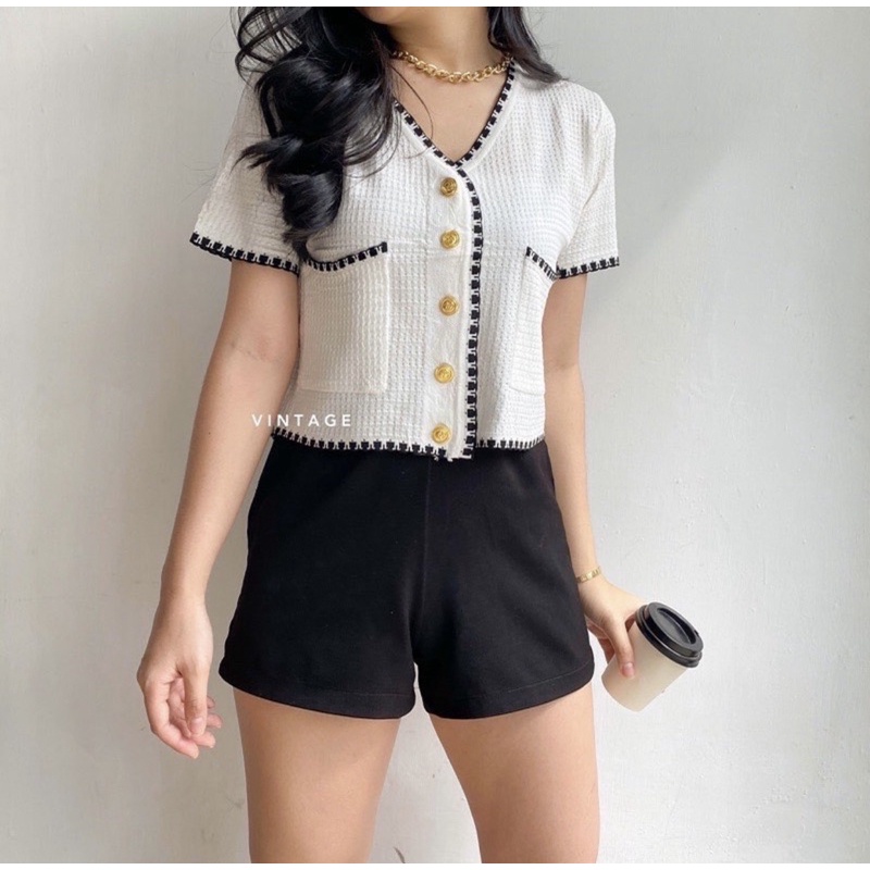 ZAZA_FASHION Baju Atasan Wanita Terbaru 2020 IMPORT Real Pict Blouse Wanita Hits Cameron Pendek-3