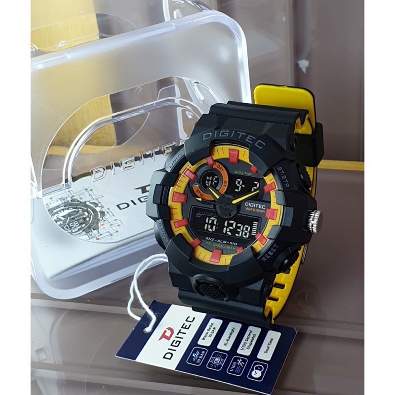 JAM TANGAN DIGITEC DG 4112 DG4112 PRIA RUBBER  DUAL TIME ORIGINAL