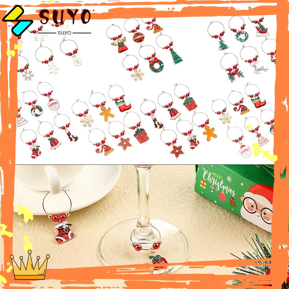 Suyo 6Pcs / Set Hiasan Gelas Motif Santa Claus Untuk Dekorasi Natal