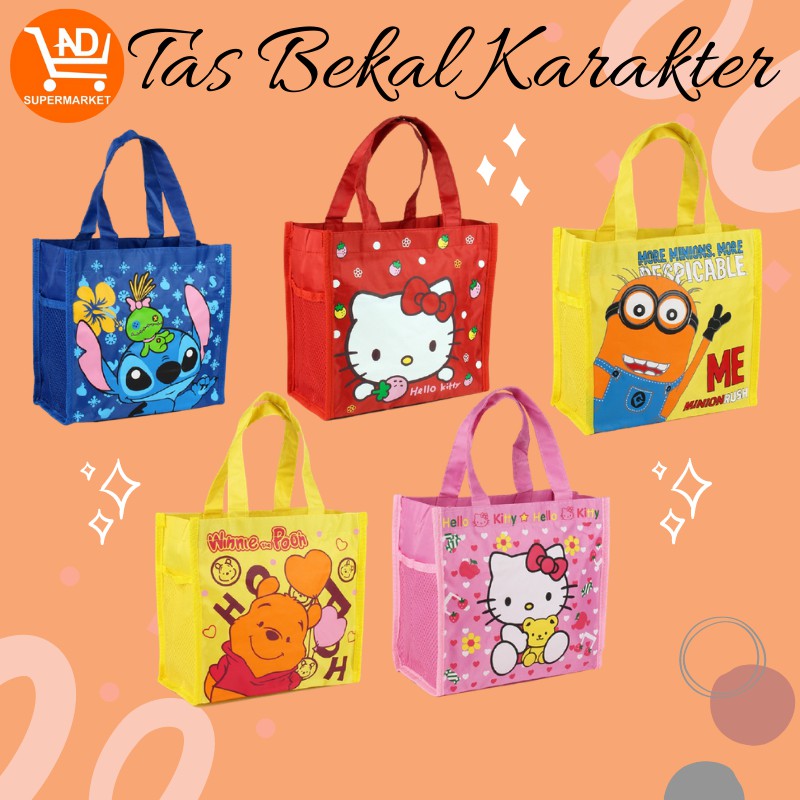 Tas Bekal Anak Import Tas Bekal Motif Karakter Murah Lunch Bag Box Tempat Bekal Penyimpan Makanan Murah TB-08-TBK