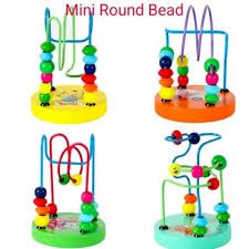 Mainan edukasi bayi, mainan motorik bayi Mainan Puzzle kayu mini round bead alur kawat mini wiremaze