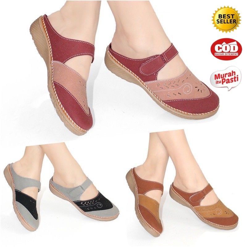 Sepatu Sandal Wanita Selop / Slop Casual Sepatu Sendal Cewek Tali Mules Murah Terbaru 2023 SS01