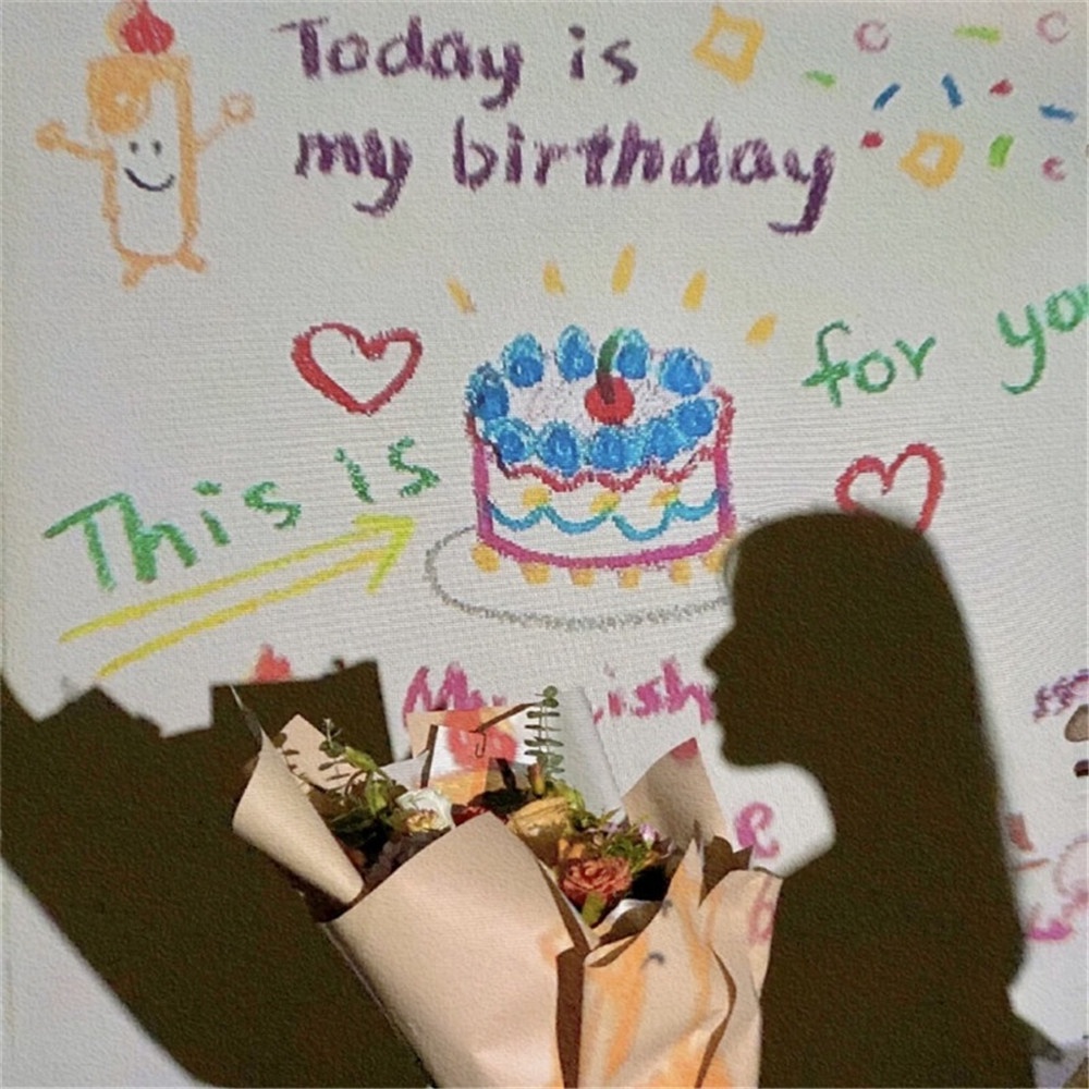 HAPPY BIRTHDAY INS Photo Projector Lamp Proyektor Pengakuan Kreatif Anak-anak