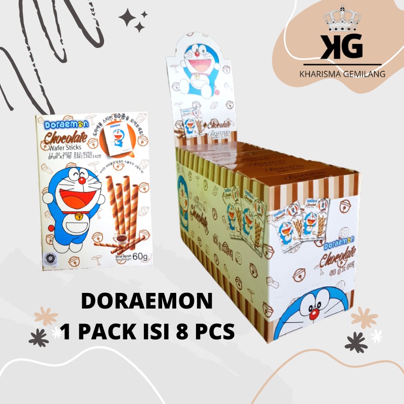 

BISKITOP - DORAEMON 60g (1 PACK) Rasa Coklat Vanilla Biskuit Anak Lebaran Waffer Stick Roll Murah