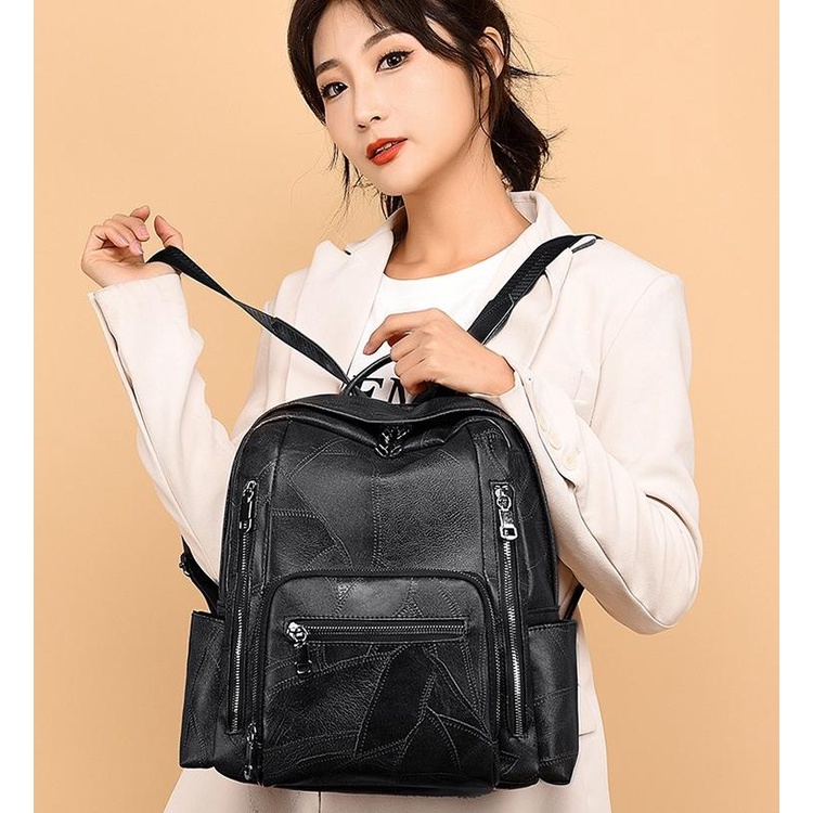 TAS RANSEL WANITA IMPORT KULIT HITAM MANIYA TA485B5 PREMIUM BACKPACK SEKOLAH BESAR PUNGGUNG GENDONG KERJA KULIAH FASHION KOREA REMAJA BATAM BRANDED