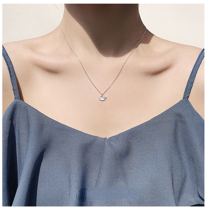 Korean Temperament Personality Cute Blue Wild Little Whale Set Necklace Bracelet Ring Earrings