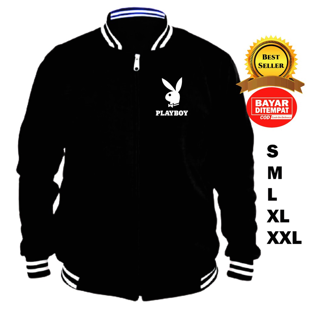 Jaket Varsity Playboy Logo white Jaket Distro Premium Quality - Chekstorejkt